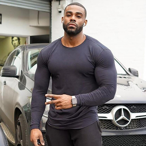 Otoño moda Camiseta de manga larga <span class=keywords><strong>ropa</strong></span> de gimnasio <span class=keywords><strong>para</strong></span> hombres extender <span class=keywords><strong>Hip</strong></span> <span class=keywords><strong>Hop</strong></span> Fitness camiseta algodón culturismo músculo Camiseta <span class=keywords><strong>Hombre</strong></span> - Product Image 1