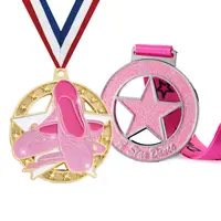 جائزة ملونة رخيصة مخصصة الوردي الجوائز والميداليات الرقص مع الشريط