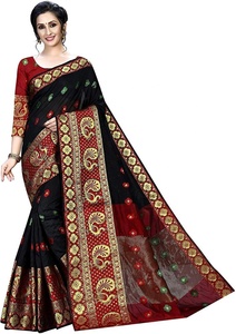 Vêtement ethnique Femmes porter en soie banarasi parti usure mariage saree avec chemisier - Product Image 5