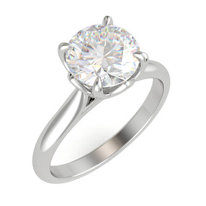 14K Oro Blanco clásico redondo brillante corte punta ajuste 0.50Ct diamante natural real solitario anillo de bodas - Product Image 1