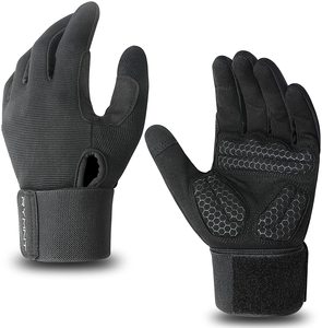 Gants de musculation professionnels en cuir à demi-doigts avec logos personnalisés, unisexe, avec support de poignet, pour la gym, le fitness et la protection sportive - Product Image 2