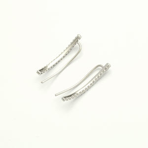 One Row White Zircon Stone Auricle Earring Fine Jewelry Turkish Wholesale Handmade 925 Sterling <b>Silver</b> Jewelry - Product Image 2