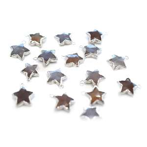 Brown <b>Moonstone</b> 14 To 16 MM With Bail Star Shape Silver Plated Pendant For Jewellery Making - Product Image 3