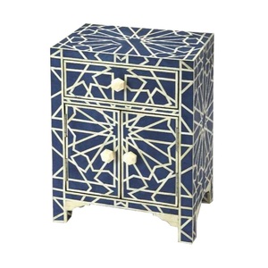Diseño único personalizado 6 cajones Mesa brillante hueso incrustaciones acabado esquina Mesa mesita de noche - Product Image 2