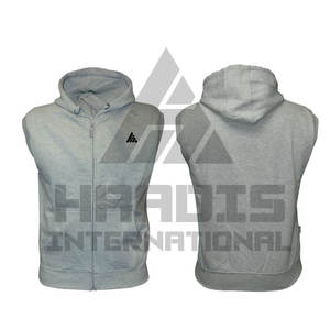 Nuevas sudaderas con capucha de gimnasio sin mangas personalizadas Precio al por mayor Sudadera con capucha con cremallera sin mangas OEM Ropa de hombre - Product Image 3