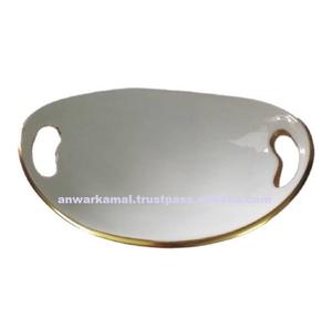 Bandeja para servir fruta/comida de latón con forma de hoja de diseño grabado para restaurante de Hotel en casa - Product Image 4