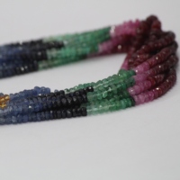 Fil de perles facettées rondes de 3 mm en rubis, émeraudes et saphirs naturels multicolores pour la fabrication de bijoux – Fournisseur tendance