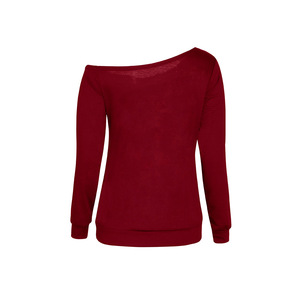 เสื้อยืดคอกลมแขนยาวสำหรับผู้หญิง,ถูกที่สุดโลโก้แบบกำหนดเองเปิดไหล่ข้างเดียวเสื้อยืดผ้าฝ้ายสีพื้นเสื้อครอป - Product Image 1