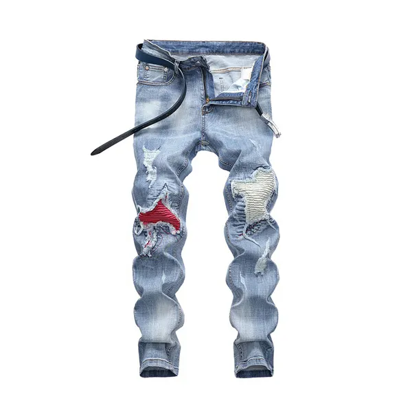 New Style Men's DistreNew Fashion diseño personalizado Slim Jeans para hombres Skinny High Men Jeans Pantalones de mezclilla a bajo precio y alta calidad