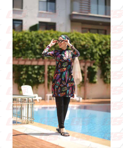 Maillot de bain long pour femmes, imprimé floral, style islamique, pour la baignade, vente en gros - Product Image 4