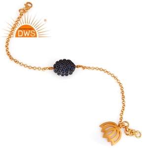 Bracelet en argent sterling plaqué or avec saphir bleu naturel pour femmes, fabricant de bijoux, collection classique - Product Image 2