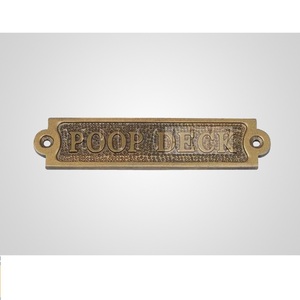 Vintage Brass Poop Deck Sign Plaque Decorative Object | Nautical Ship Door Sign <b>Plate</b> for Indoor Outdoor Home Marine Decor Gift - Product Image 1