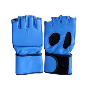Gants demi-doigt en matériau PU, couleur bleu marine, MMA - Product Image 1