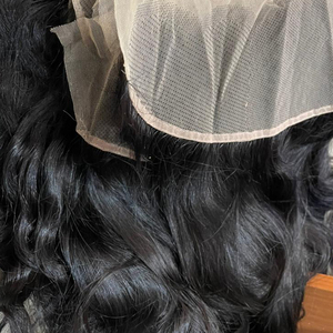 Natural South Indian Temple Virgin Human Hair Lace Frontals 13x6 Swiss Lace & HD Transparent Lace Italian Wave Colour 1B Frontal - Product Image 1