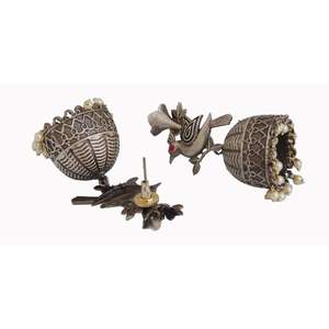 Pendientes de tuerca de latón y plata hechos a mano para niñas y mujeres, joyería de diseño, jhumka, novedad - Product Image 2