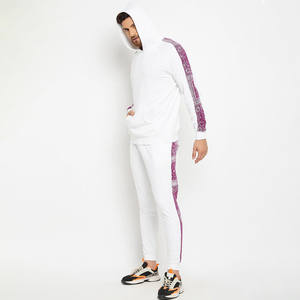 Trajes de chándal de algodón 100% de 2 piezas para hombre al por mayor sudaderas con capucha estampadas de patrón sólido con pantalones de cintura elástica para invierno - Product Image 4