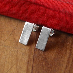 Minimalist <b>Studs</b> Simple Sterling Silver Rectangle Earrings - Product Image 2