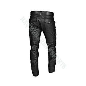 Men's Real Leather Slim Fit <b>Winter</b> Stand Collar Comfortable Waterproof Zipper Pants - Product Image 5