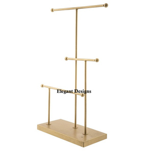 ขาตั้งเครื่องประดับโลหะเคลือบด้วยผงทองพร้อมฐานเหล็กหรูหรา - Product Image 1