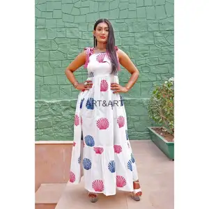 Beautiful Party Wear And Wedding Gift For Her Dress Summer Sexy Dress Hand Block Dress Cotton Indian Long Casual Maxi Gown