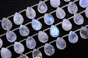 20 piezas de piedra lunar de arcoíris Natural, forma de pera facetada de Fuego Azul para fabricación de joyas, cuentas genuinas y ostentosas - Product Image 3