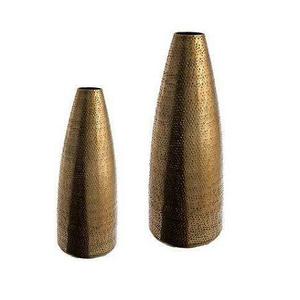 Modern Decorative <b>Cylinder</b> Round <b>Vase</b> Set of 2 Attractive Brass Plated Different Size Metal Floor <b>Vase</b> for Living Room Use - Product Image 1