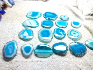 Ágata Druzy azul natural pulida piezas individuales rebanadas piedras preciosas sueltas Ajuste de bisel de calidad de alto grado 2-3 pulgadas - Product Image 3
