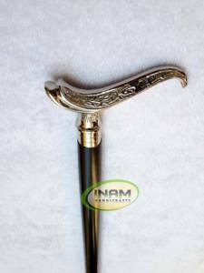 Bastón de madera pulido de arte popular hecho a mano de calidad extrema con mango en T y Punta de goma para senderismo - Product Image 3