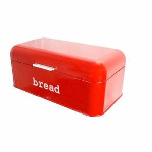 Boîte à pain en métal rectangulaire rouge brillant de haute qualité pour la décoration de la cuisine et le stockage à la maison emballée dans une boîte en carton - Product Image 1