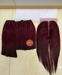 เวียดนามเบอร์กันดีสีต่อผม100% ที่ยังไม่ได้ไม่มียุ่งเหยิงไม่มีการปลดด้วยราคาขายส่ง2022 - Product Image 3