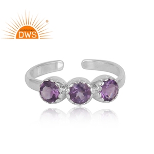 Multi <b>Purple</b> Amethyst Gemstone Ring Jewelry Supplier Solid 925 Sterling Fine Silver Designer Ring Indian Classic Collection - Product Image 2