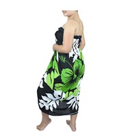 Paréo en rayonne imprimé fleurs d'hibiscus, style multi-nœuds, robe de plage pour femme, idéal pour les vacances à la piscine ou en station balnéaire