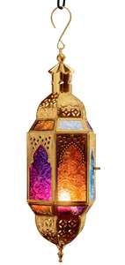 Lanterne suspendue de Style marocain, nouveauté, décorative à la main, en verre multicolore et métal coloré or de meilleure qualité, - Product Image 3