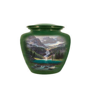 Solid Brass Cremation Urn <b>for</b> Green Printed Color Customized Size and Cheap Price Crenation Urns <b>for</b> Human <b>Ashes</b> - Product Image 1
