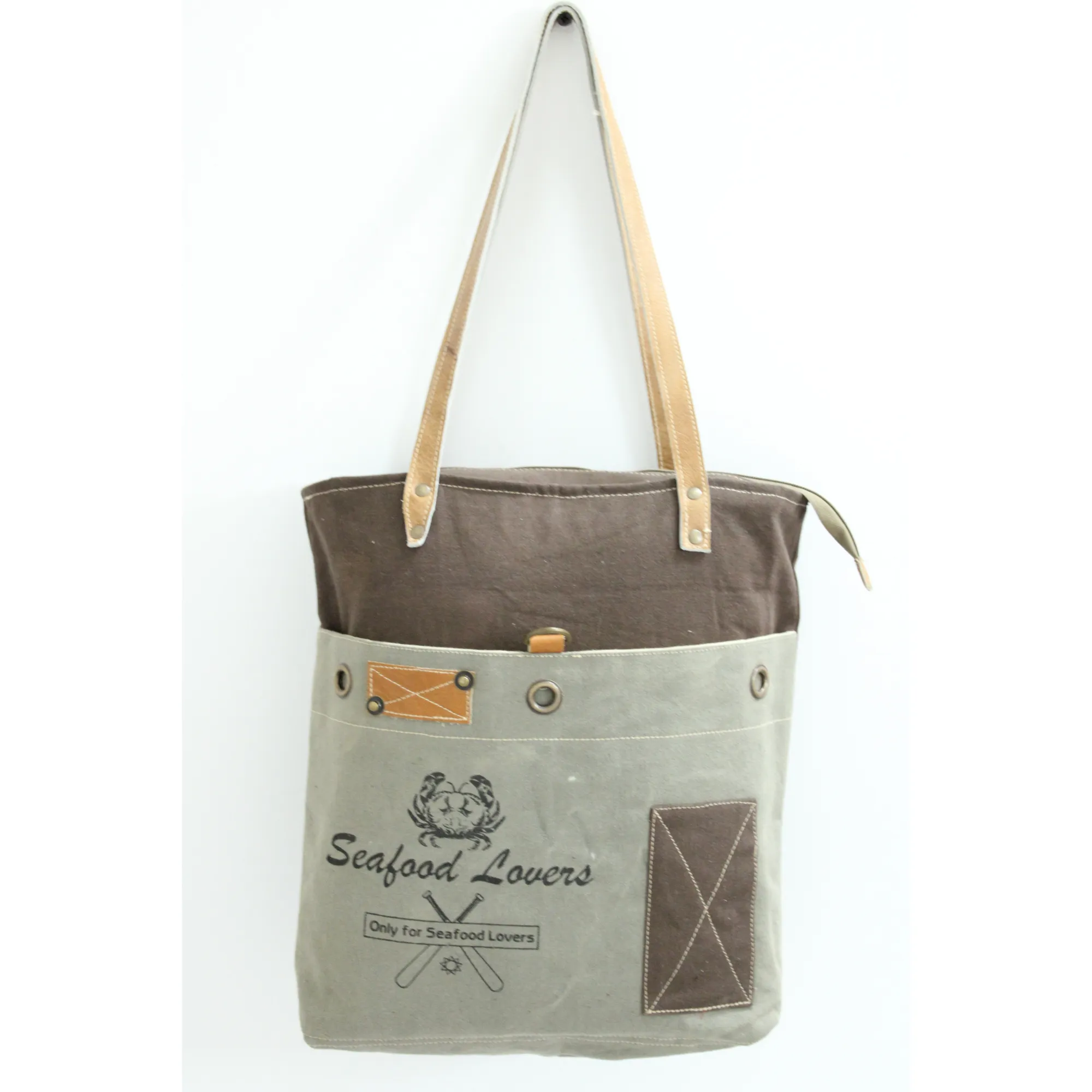 Vintage Cotton Canvas with Genuine Leather Strap's Latest Pattern Printed Design with High Quality Zipped Closer Tote Handbag