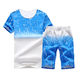 Survêtement d'été décontracté Slim Fit T-shirts à manches courtes et pantalons courts Ensemble de vêtements de sport respirants Taille Plus dans le prix - Product Image 3