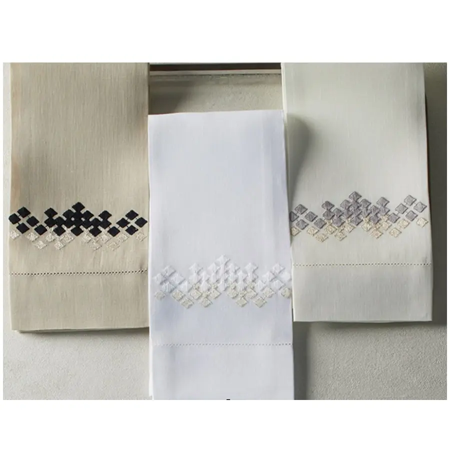 Toalla de lino bordada para invitados, toalla de invitados Quang Thanh, bordado a mano, 100%