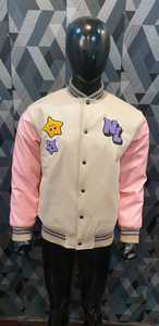 Veste universitaire en toile légère sur mesure pour la saison d'hiver support de manches en cuir blanc corps en laine noire patchs en chenille Patchwork - Product Image 6