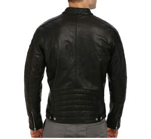 Chaqueta de motorista Unisex de piel de oveja negra con cremallera, de alta calidad, disponible en todos los colores de cuero - Product Image 3