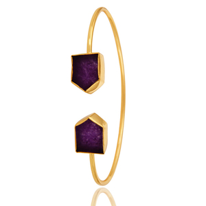 Brazalete ajustable de Aventurina púrpura chapado en oro amarillo de 18k, joyería al por mayor y fabricante - Product Image 2