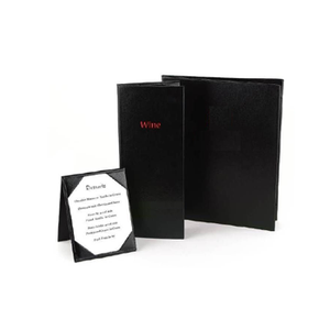 Cubierta de menú de cuero real en negro para hotel y restaurante para menús de vino y postre - Product Image 1