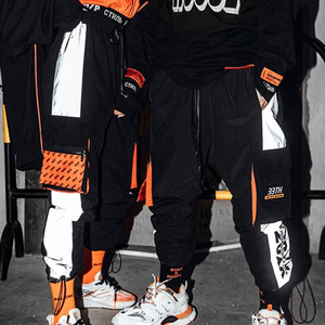 Pantalones Cargo Jogger informales para hombre con material reflectante, ligeros, cómodos, de cintura baja, estilo Hip Hop, logotipo personalizable - Product Image 6