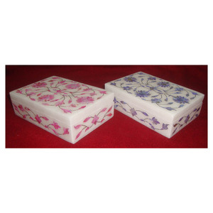 Calidad de exportación con cajas de Incrustaciones de nácar hechas a mano de La India de cajas de joyería de mármol blanco con artículo de regalo del festival - Product Image 1