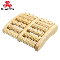 ALLWINWIN FTR25 Rouleau de massage des pieds - Masseur Shiatsu en bois à 5 rangées pour fasciite plantaire