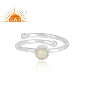 New Designer 925 Sterling <b>Silver</b> Adjustable Gemstone <b>Ring</b> with Ethiopian <b>Opal</b> Bezel Setting for Women's Party Fashion Jewelry - Product Image 2