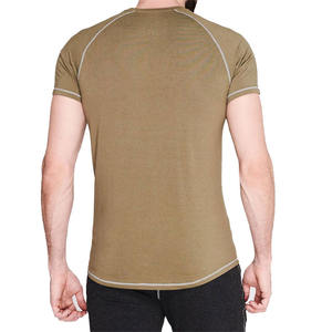 OEM últimos diseños de alta calidad de los hombres camisetas de algodón con logotipo personalizado gimnasio Fitness Color sólido manga corta verano hombre Camiseta - Product Image 3