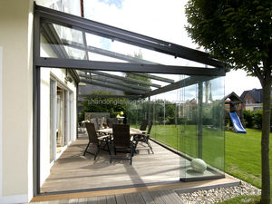 Véranda extérieure moderne pour hôtels <span class=keywords><strong>Solarium</strong></span> préfabriqué en verre et aluminium avec toit incliné pour <span class=keywords><strong>espace</strong></span> extérieur urbain - Product Image 4