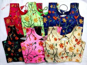 Readymade Plus Size Saree Blouse with Aari Mirror Work \ Ready to Wear Women's Sari <b>Top</b> Size 40 - Product Image 6