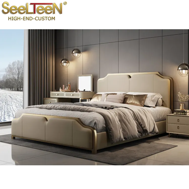 Gold edge luxury hotel bedroom complete customized hotel bedroom sets furniture