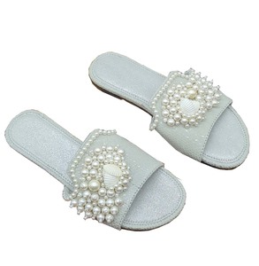 Sandalias planas de cuero con cuentas de cristal para mujer de alta calidad, plantilla única Bohemia étnica TPR, plataforma superior, tapa blanca, verano y primavera - Product Image 5